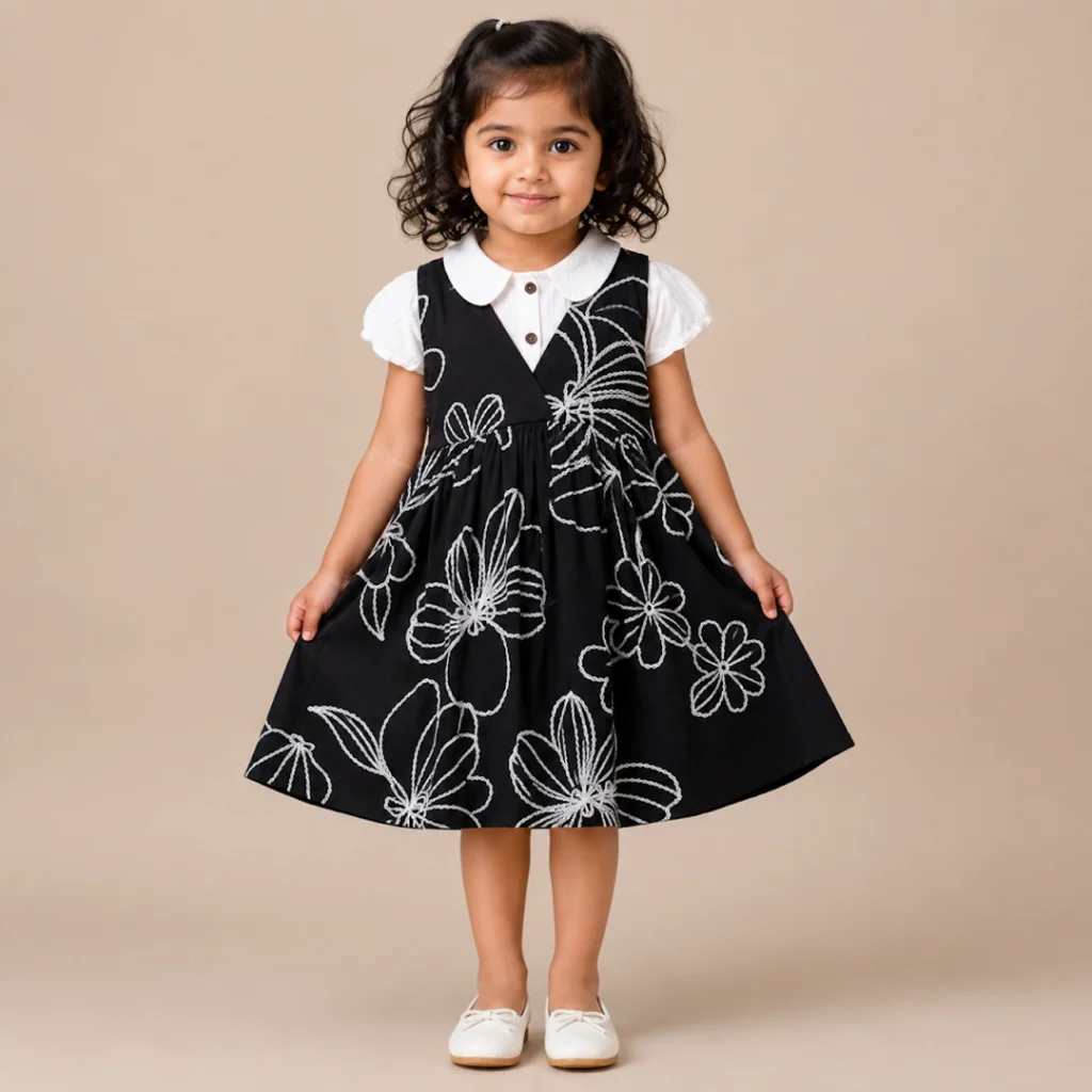 Midnight Bloom Dress- 2 Set Piece