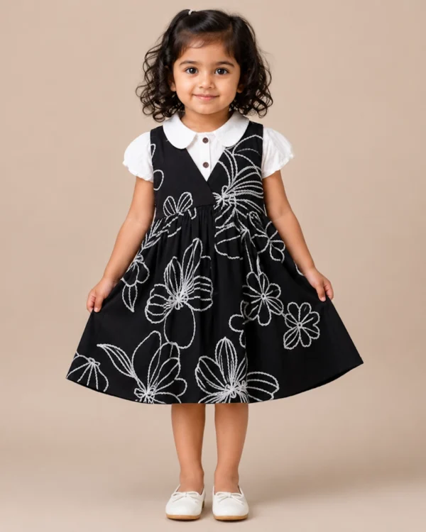 Midnight Bloom Dress- 2 Set Piece