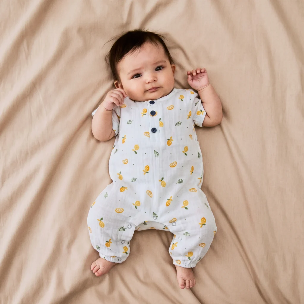 Sunny Citrus Muslin Romper