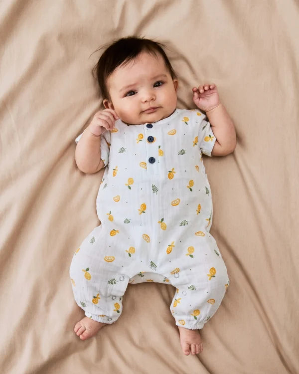 Sunny Citrus Muslin Romper