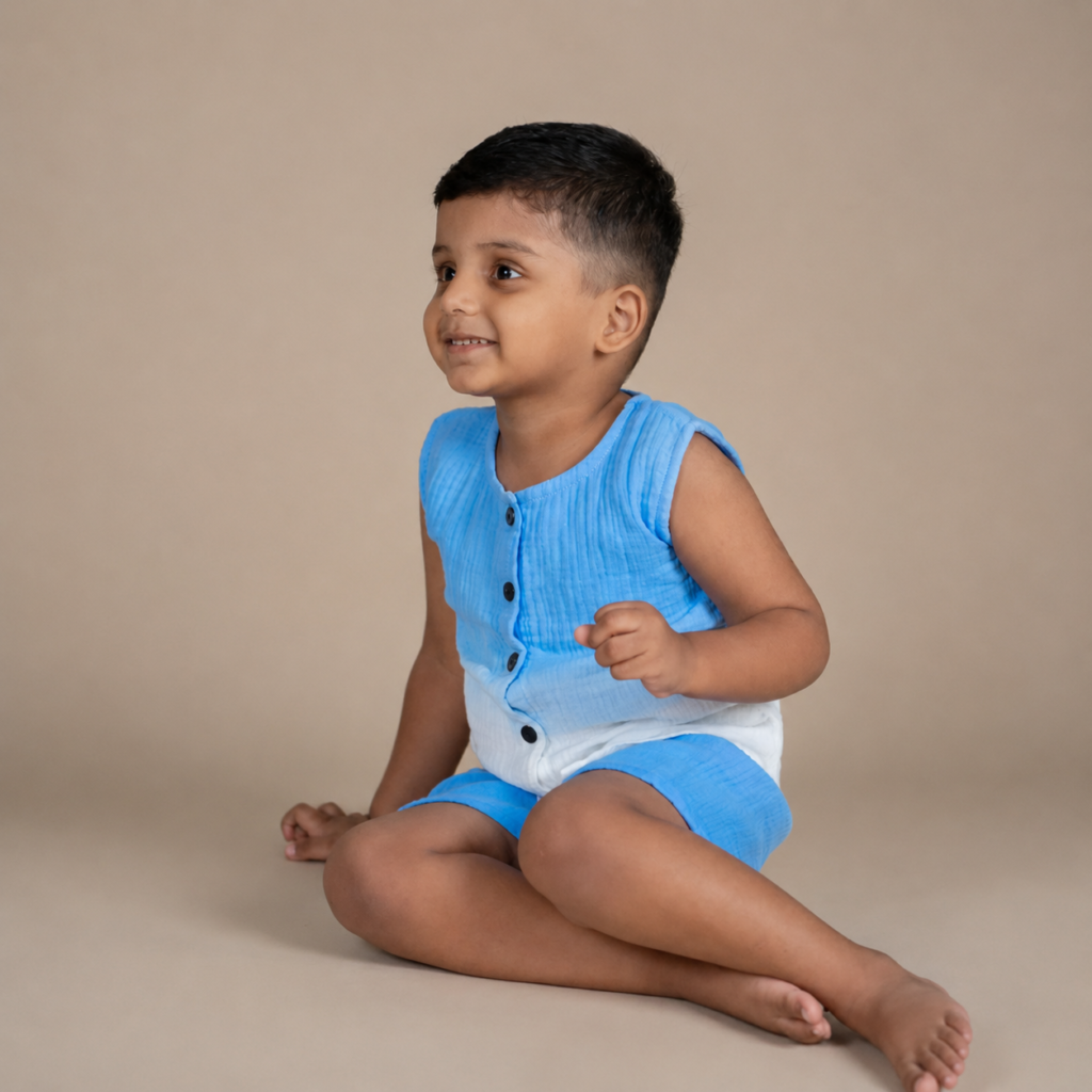 Ocean Dip-Dye Vest & Shorts Set