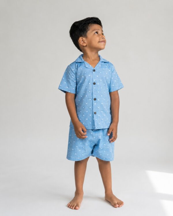 Blue snowflakes shirt set